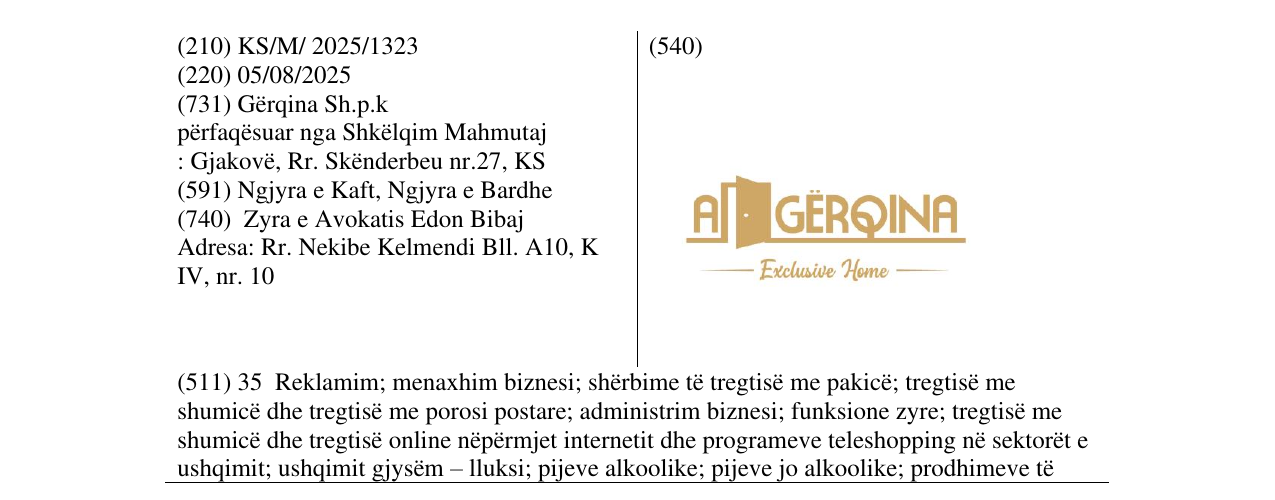 Zëri i markës AGERQINA në buletin