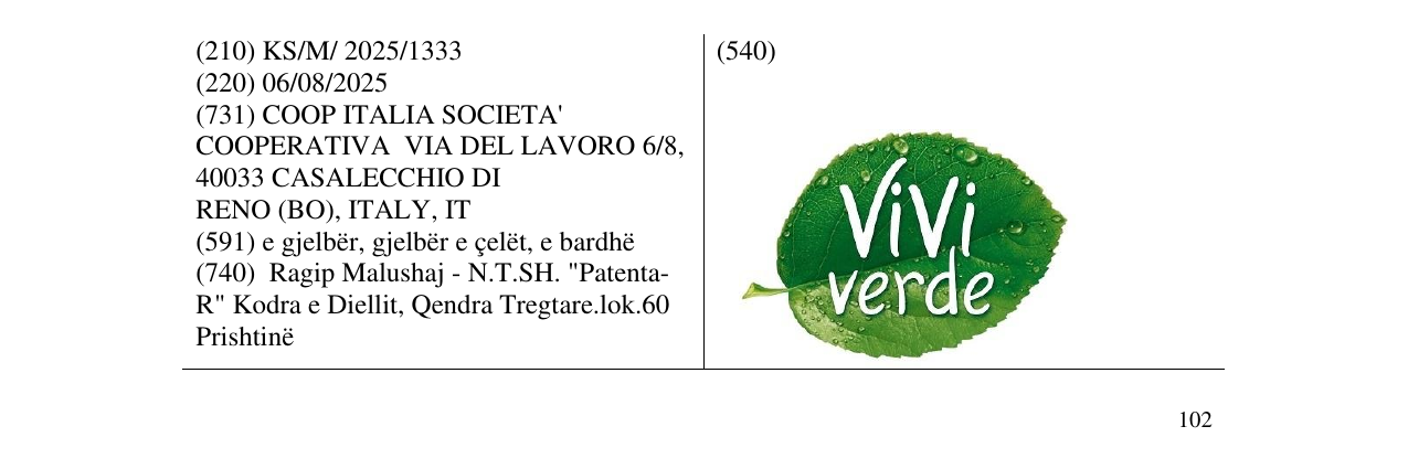 Zëri i markës ViVi verde në buletin