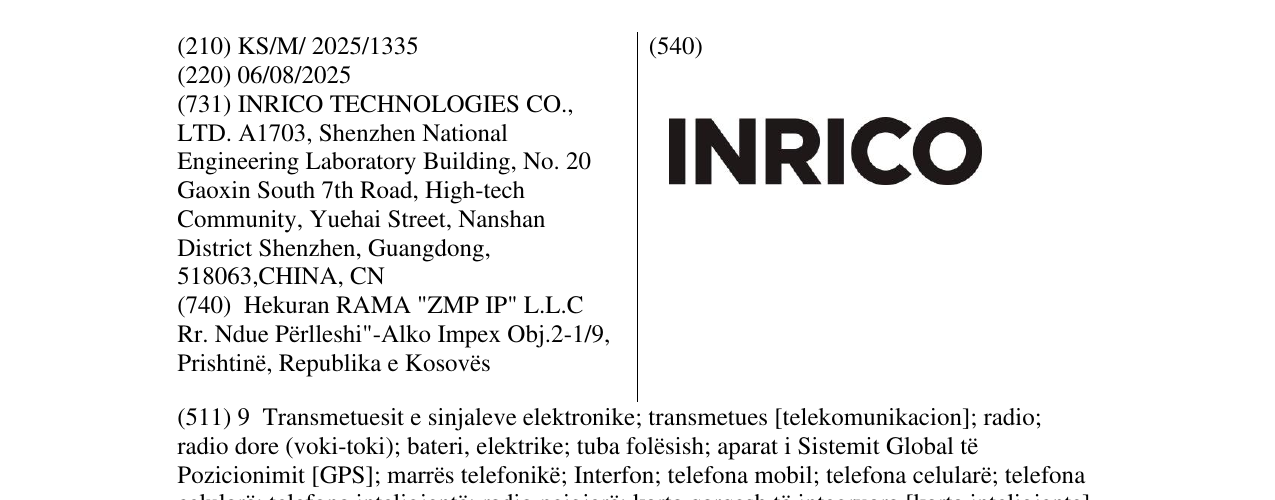 Zëri i markës INRICO në buletin