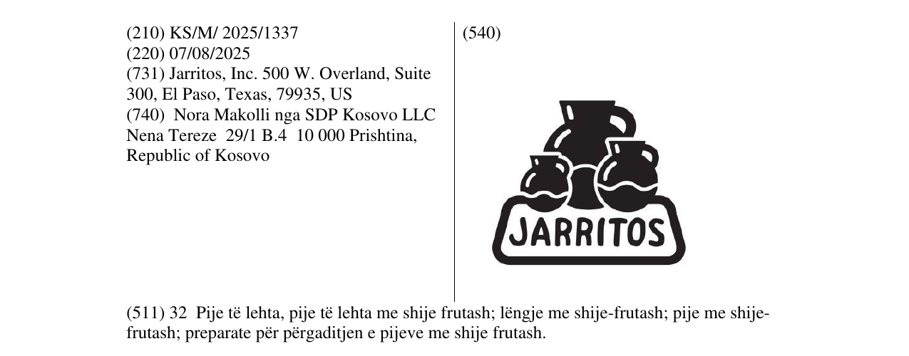 Zëri i markës JARRITOS në buletin