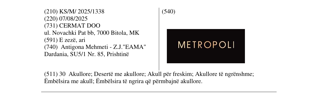 Zëri i markës METROPOLI në buletin