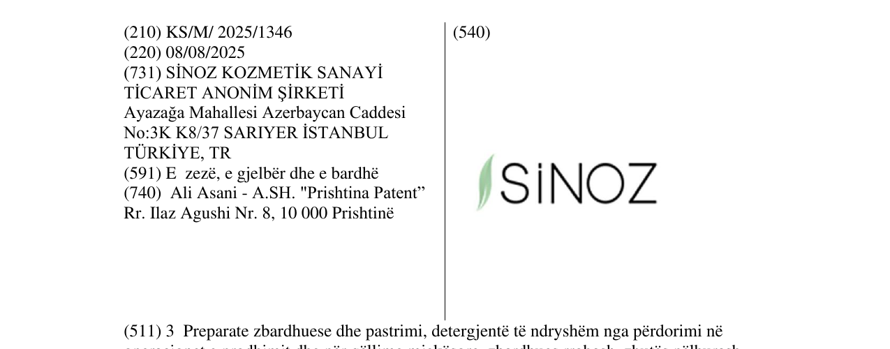 Zëri i markës SINOZ në buletin