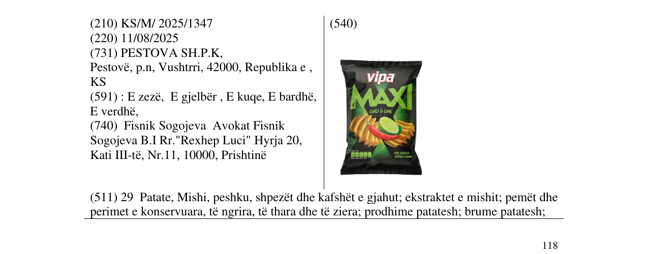 Zëri i markës vipa MAXI CHILI & LIME në buletin