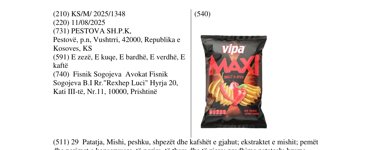 Zëri i markës vipa MAXI SWEET&SPICY në buletin