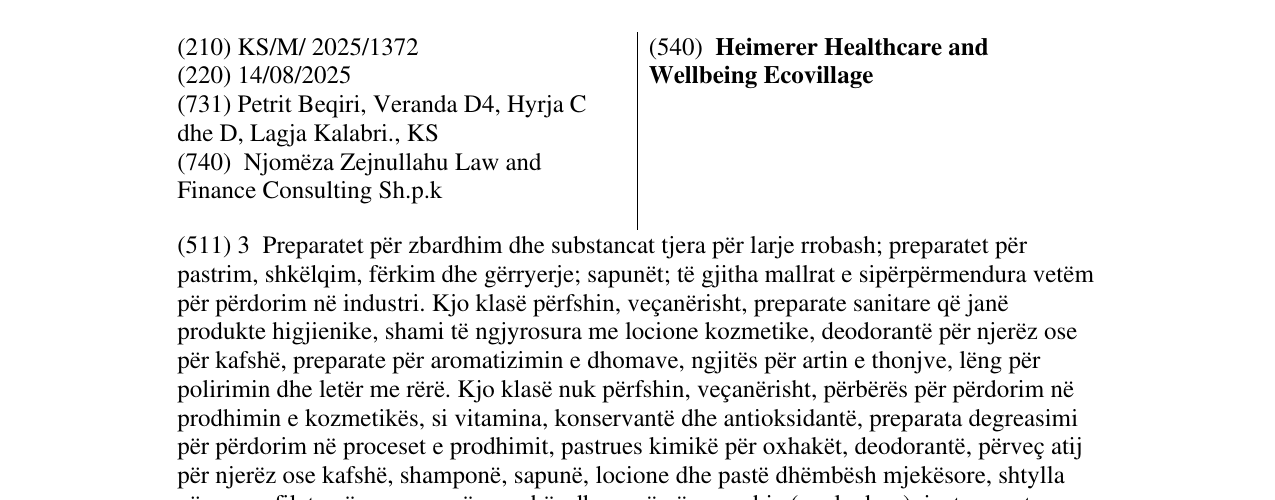 Zëri i markës Heimerer Healthcare and Wellbeing Ecovillage në buletin