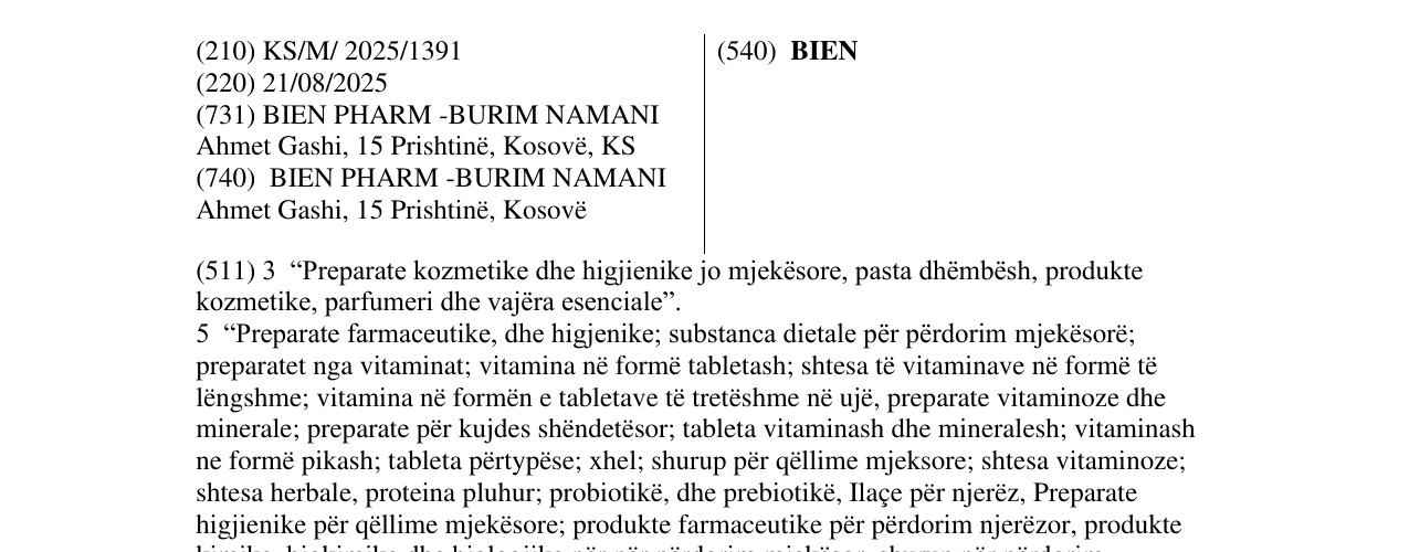Zëri i markës BIEN në buletin