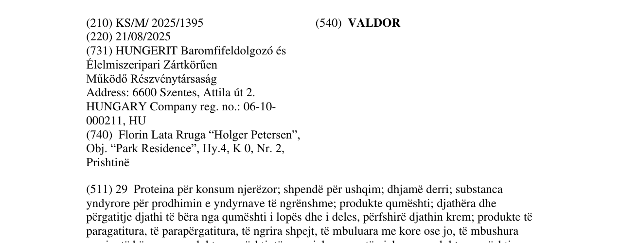 Zëri i markës VALDOR në buletin