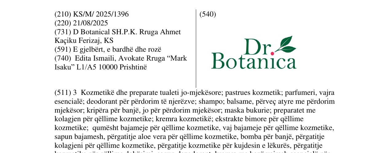 Zëri i markës Dr.Botanica në buletin