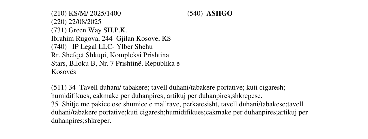Zëri i markës ASHGO në buletin