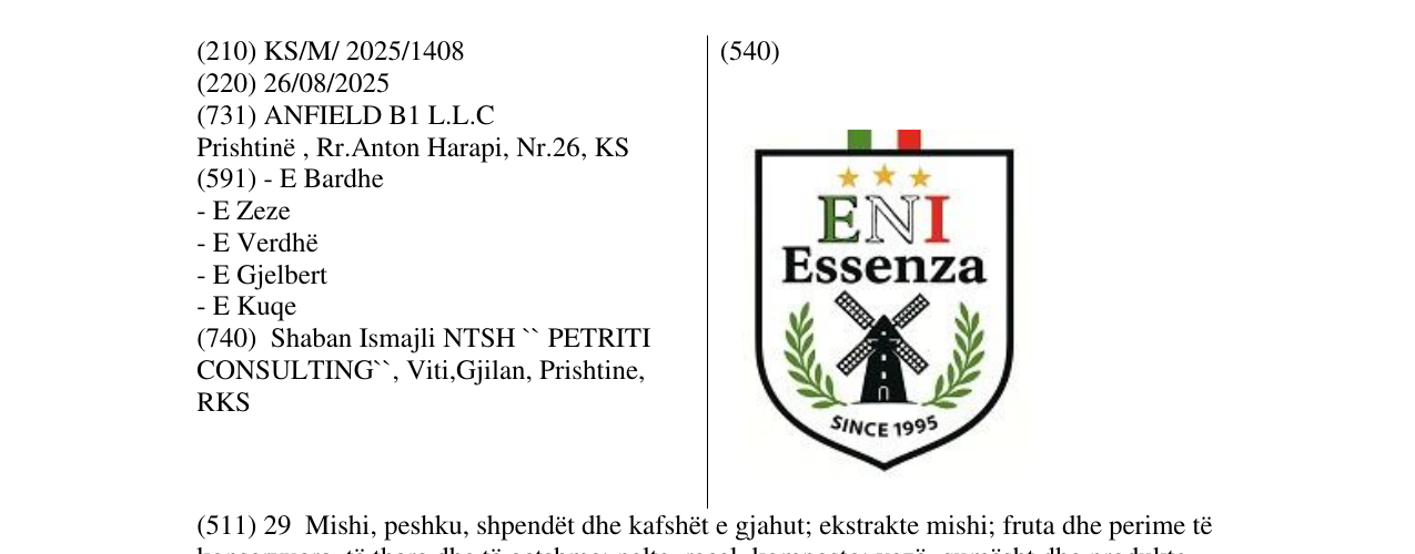 Zëri i markës ENI Essenza në buletin