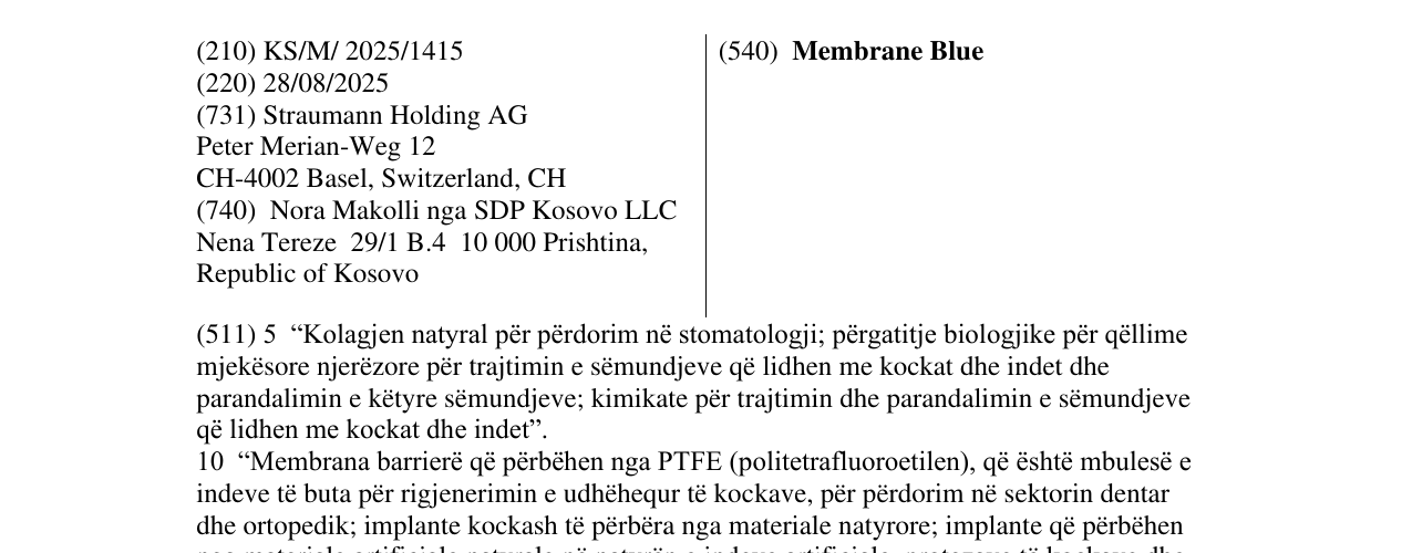 Zëri i markës Membrane Blue në buletin