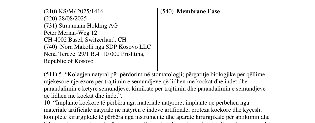 Zëri i markës Membrane Ease në buletin