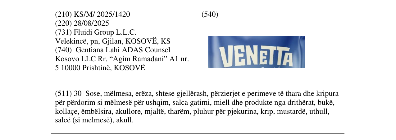 Zëri i markës VENETTA në buletin
