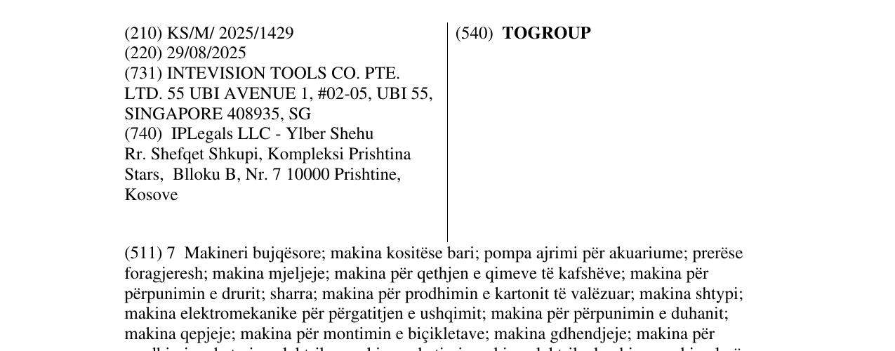 Zëri i markës TOGROUP në buletin