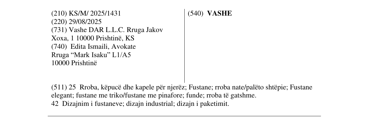 Zëri i markës VASHE në buletin