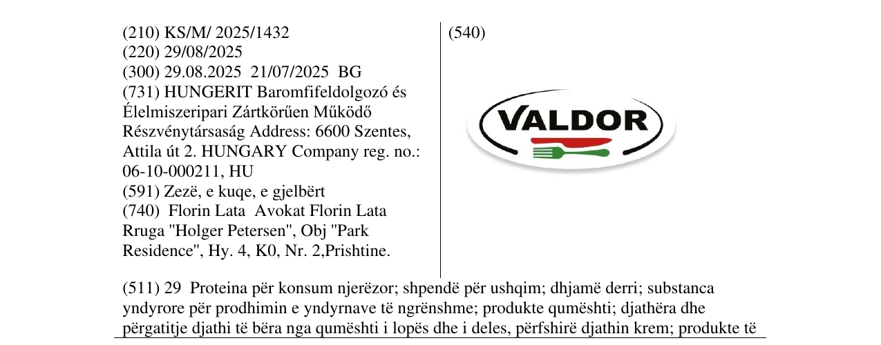 Zëri i markës VALDOR në buletin
