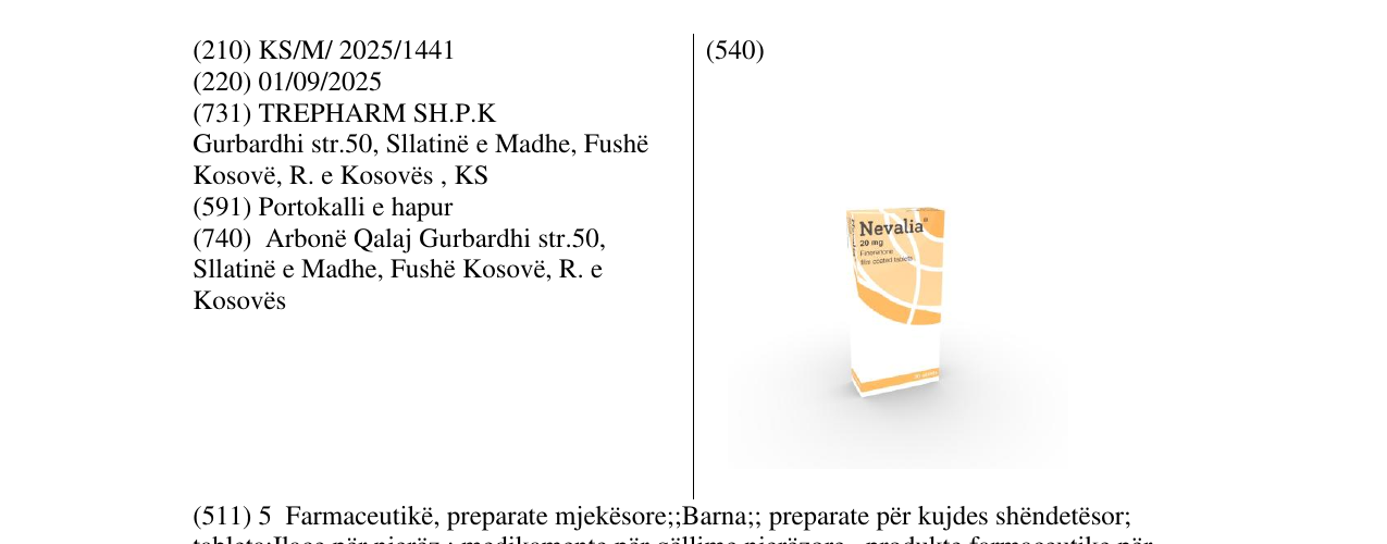 Zëri i markës Nevalia në buletin