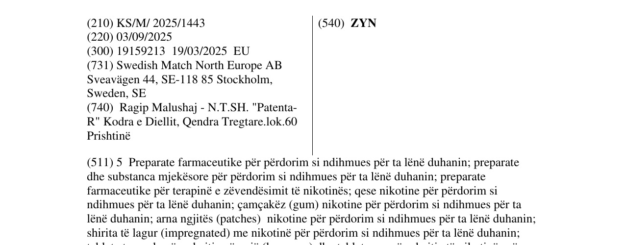 Zëri i markës ZYN në buletin