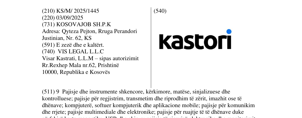 Zëri i markës kastori në buletin