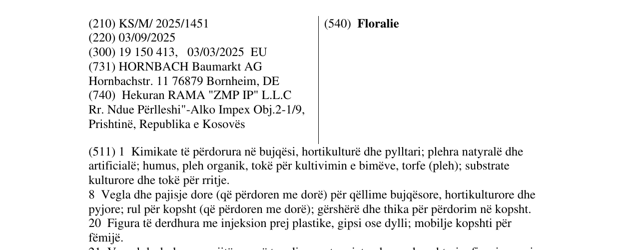 Zëri i markës Floralie në buletin