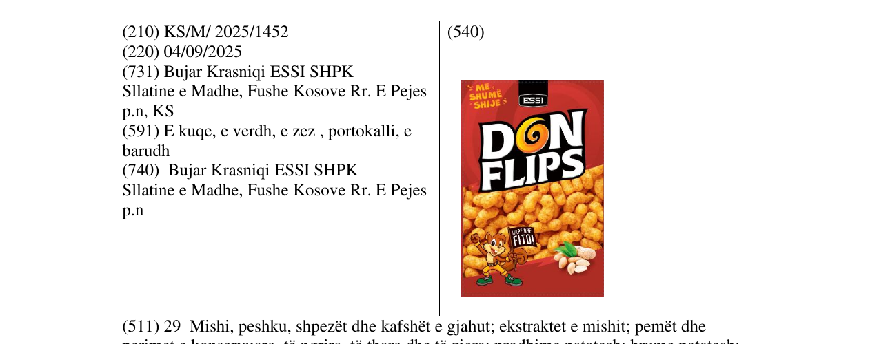 Zëri i markës DON FLIPS në buletin