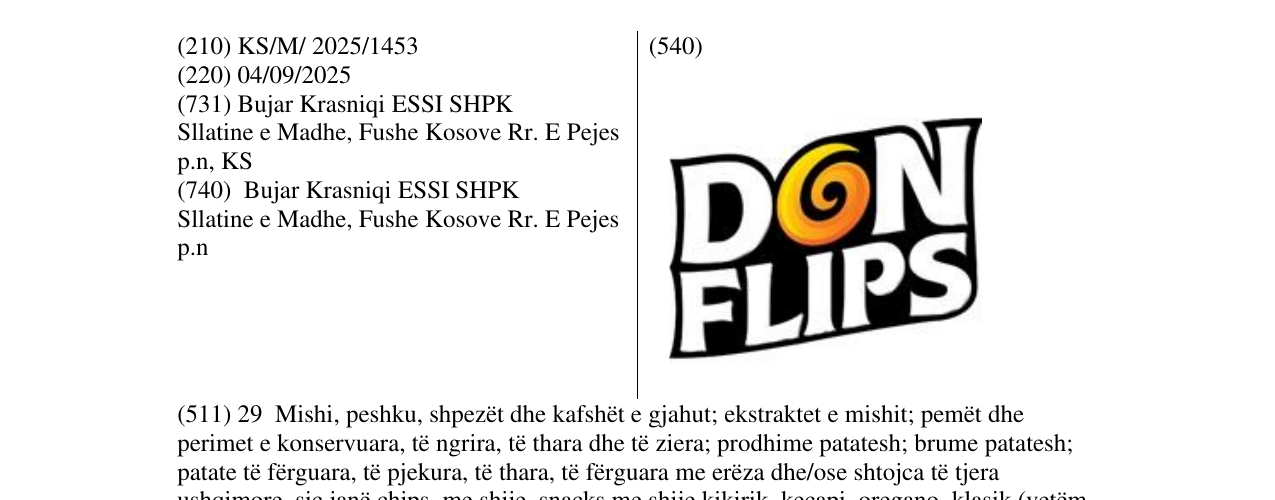 Zëri i markës DON FLIPS në buletin