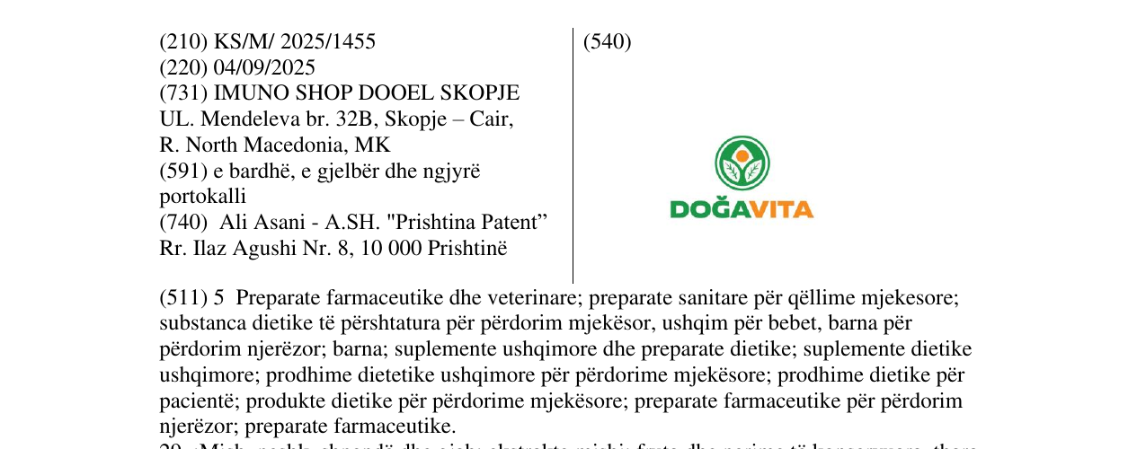 Zëri i markës DOGAVITA në buletin