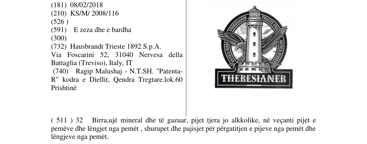 Zëri i markës THERESIANER në buletin