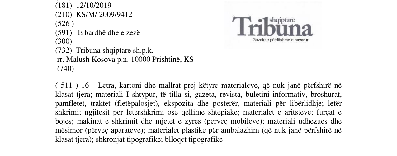 Zëri i markës Tribuna shqiptare në buletin