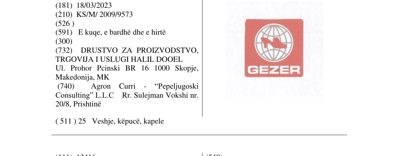 Zëri i markës GEZER në buletin