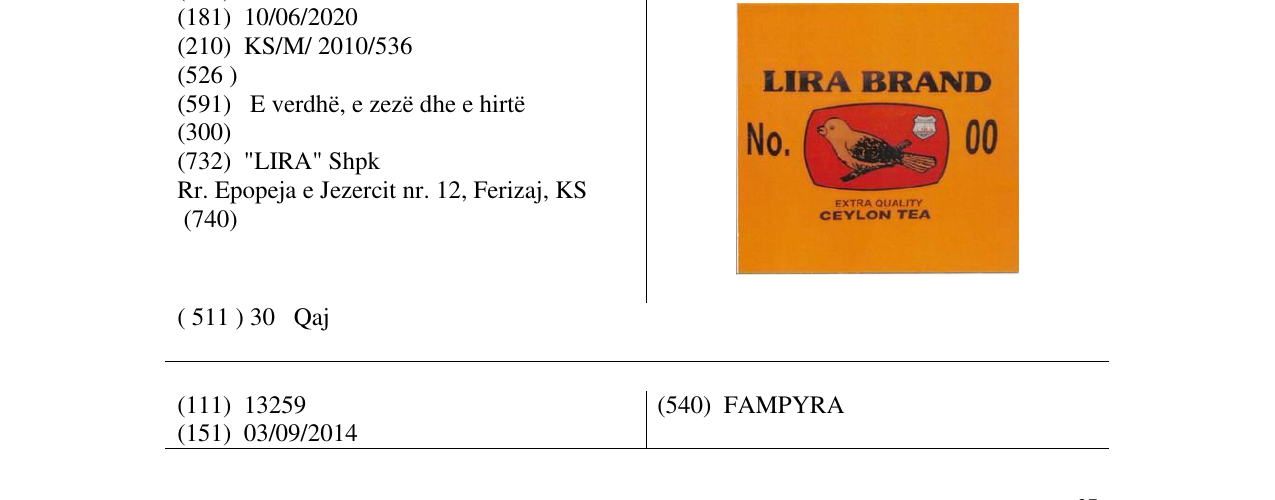 Zëri i markës LIRA BRAND në buletin