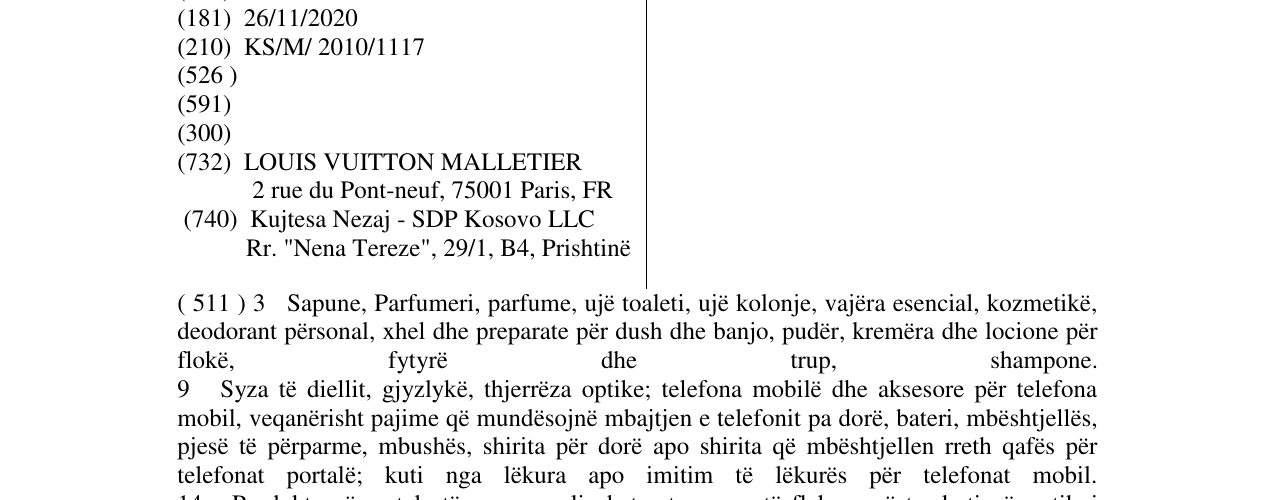 Zëri i markës LOUIS VUITTON në buletin