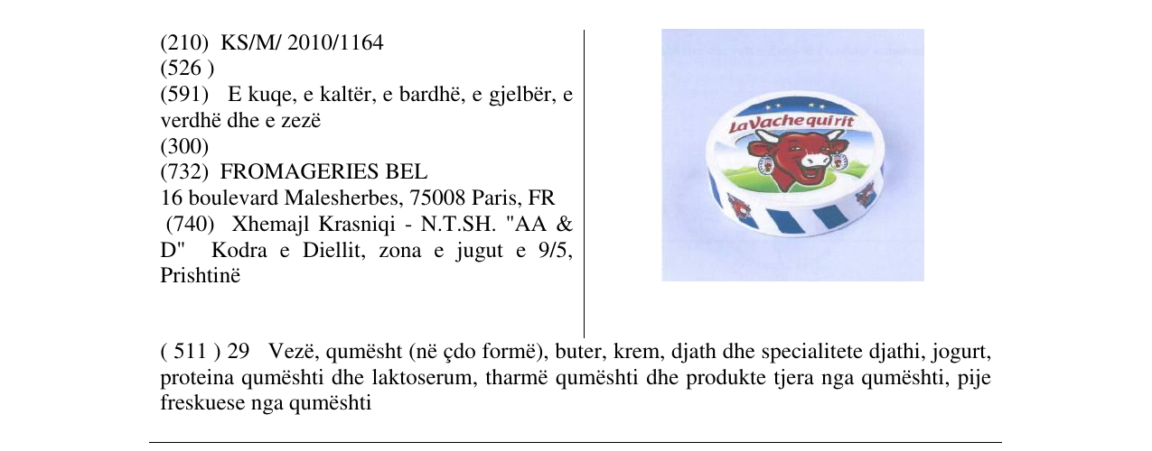 Zëri i markës La Vache qui rit në buletin