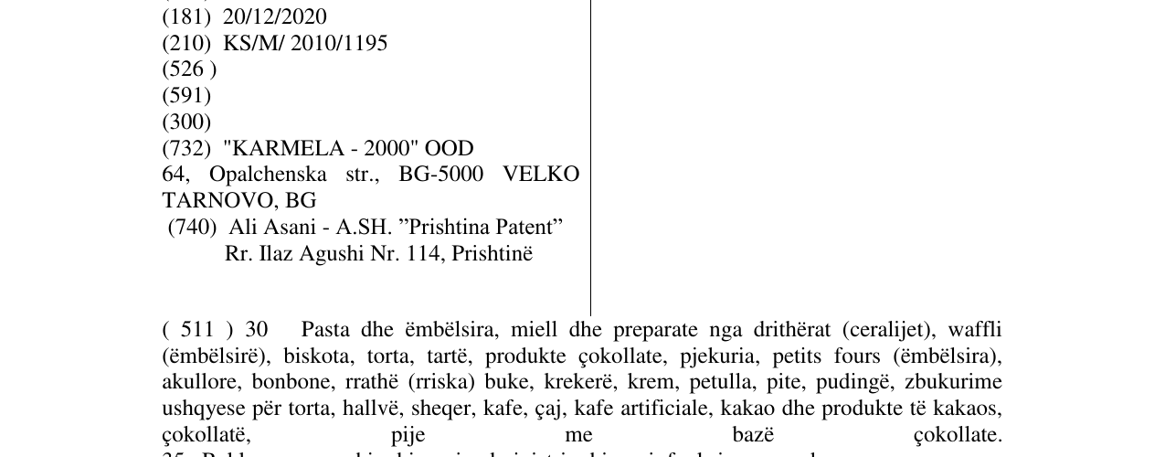 Zëri i markës FAMILY KARMELA në buletin