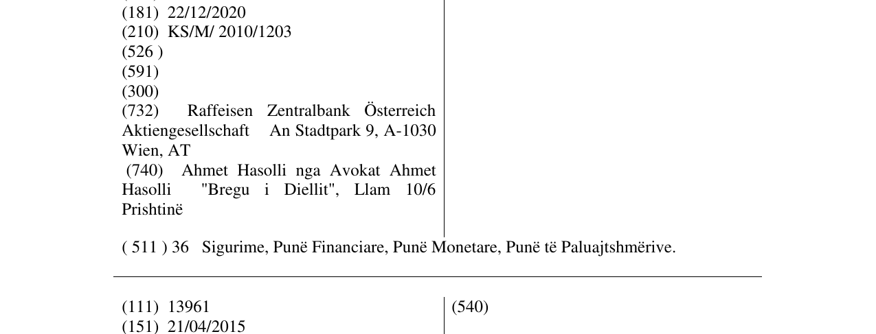 Zëri i markës "RAIFFEISEN BANK INTERNATIONAL" në buletin