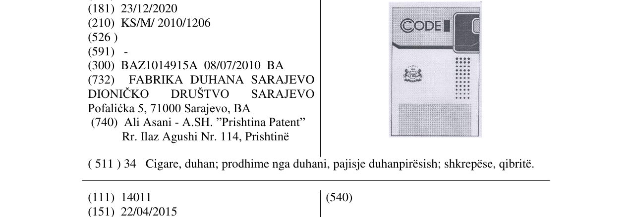 Zëri i markës CODE në buletin