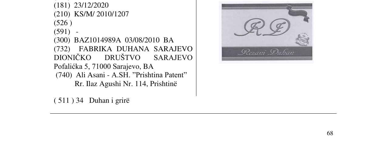 Zëri i markës Rezani Duhan në buletin
