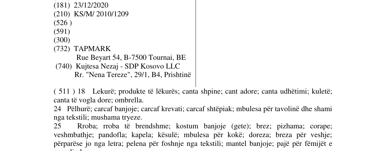 Zëri i markës TAPE A L'OEIL në buletin