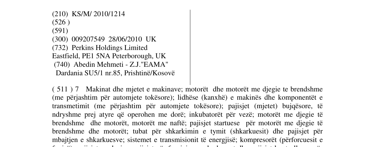 Zëri i markës PERKINS në buletin