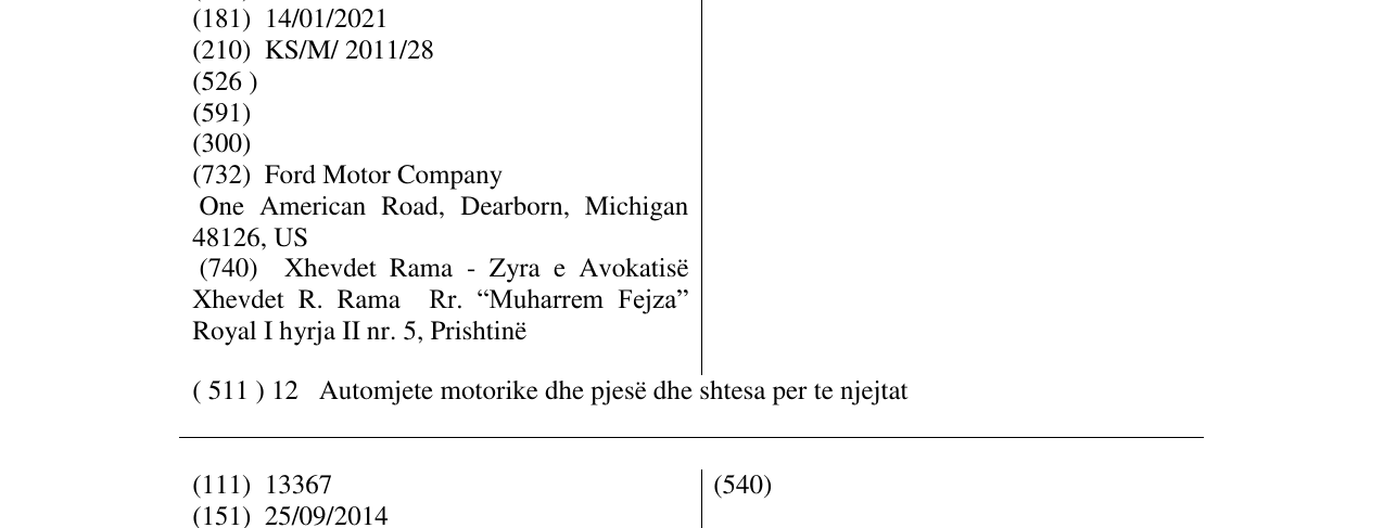 Zëri i markës MONDEO në buletin