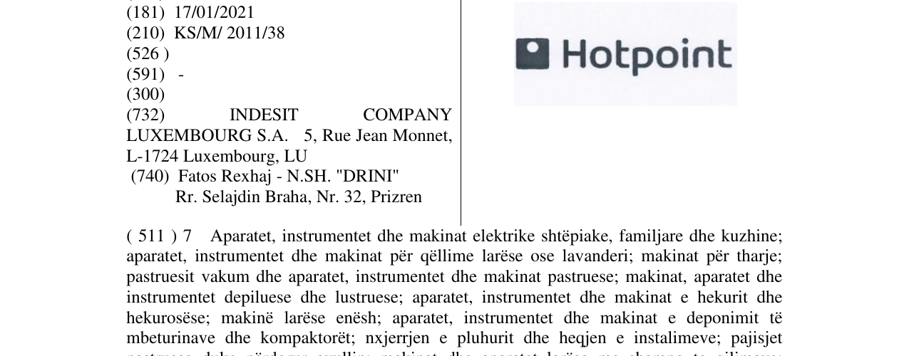 Zëri i markës Hotpoint në buletin