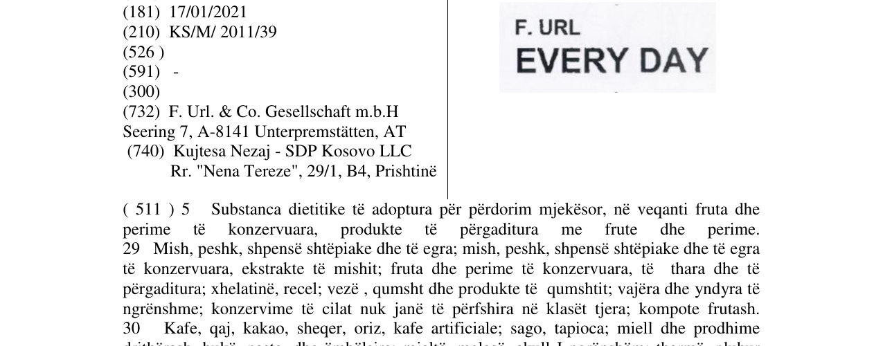 Zëri i markës F.URL EVERY DAY në buletin