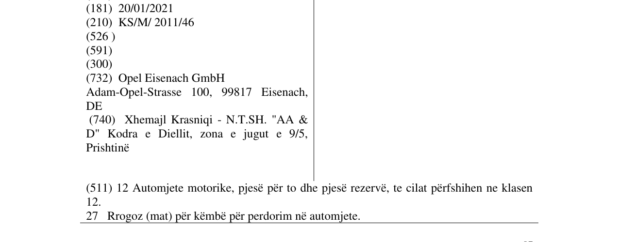 Zëri i markës MOKKA në buletin