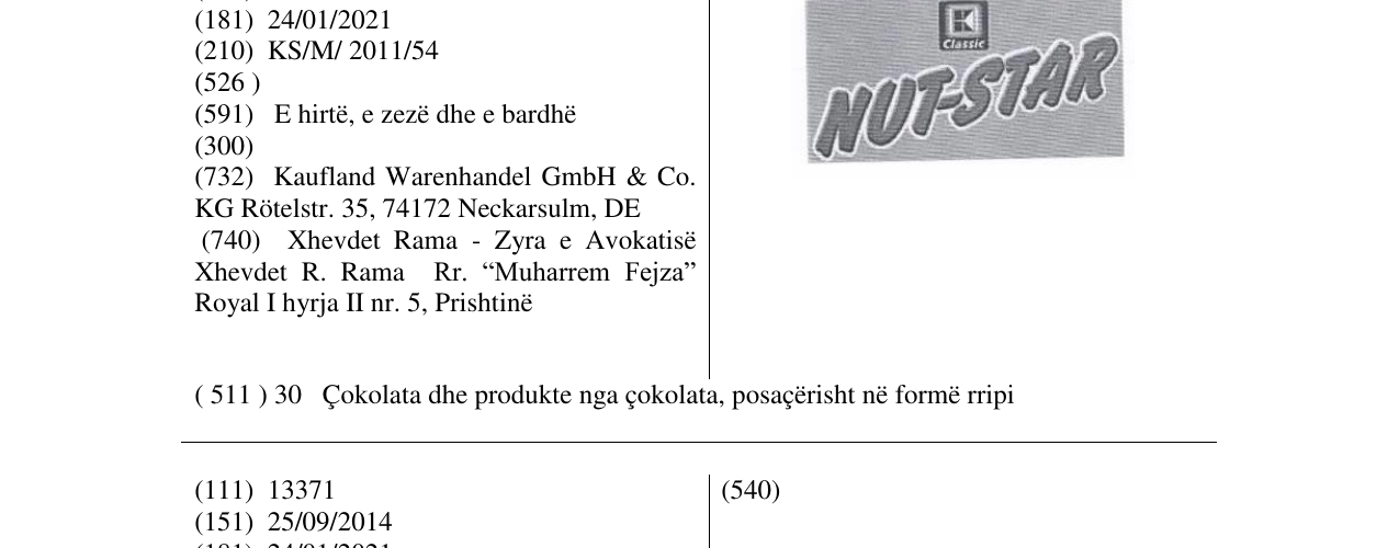 Zëri i markës NUT-STAR në buletin