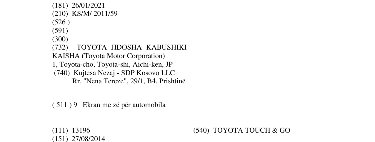 Zëri i markës TOYOTA TOUCH në buletin