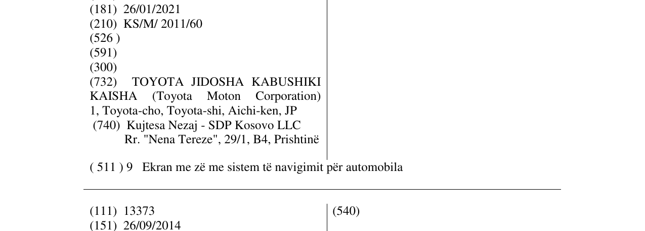 Zëri i markës TOYOTA TOUCH & GO në buletin