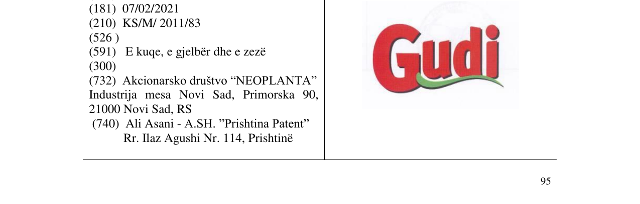 Zëri i markës Gudi në buletin