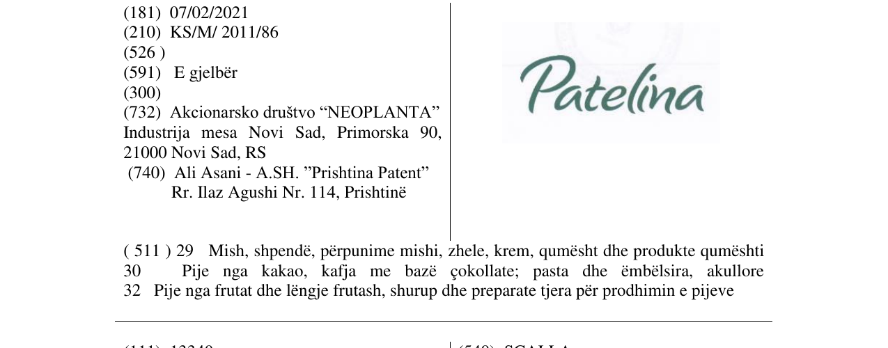 Zëri i markës Patelina në buletin