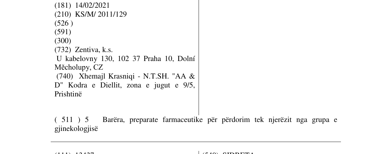 Zëri i markës SOFRONIE në buletin