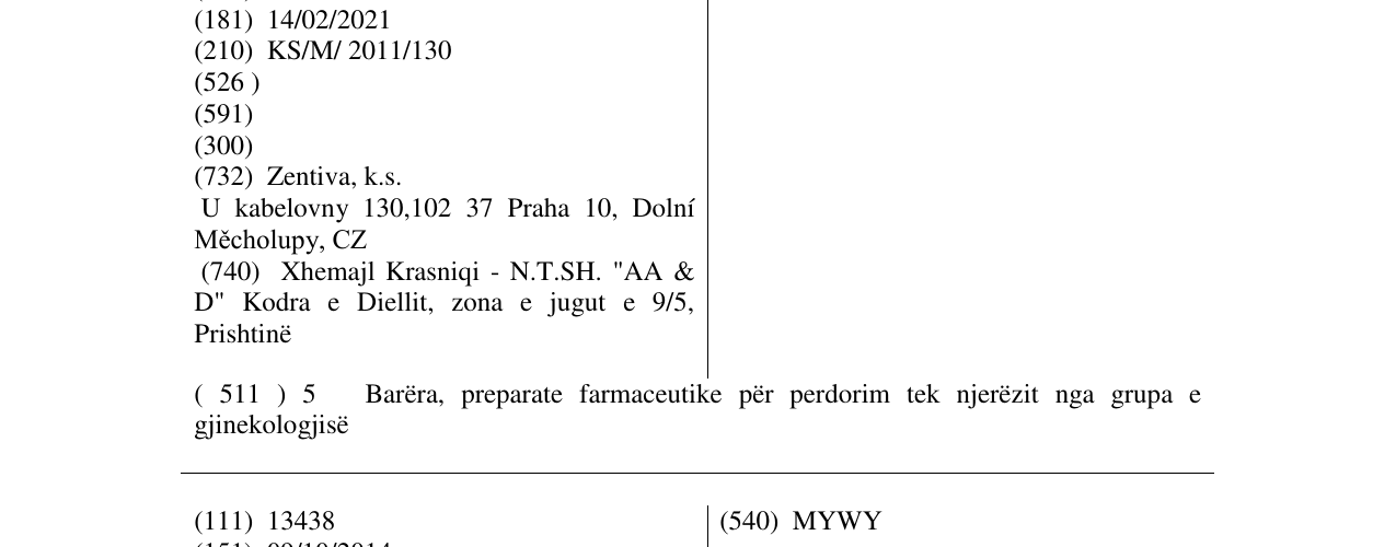 Zëri i markës SIDRETA në buletin